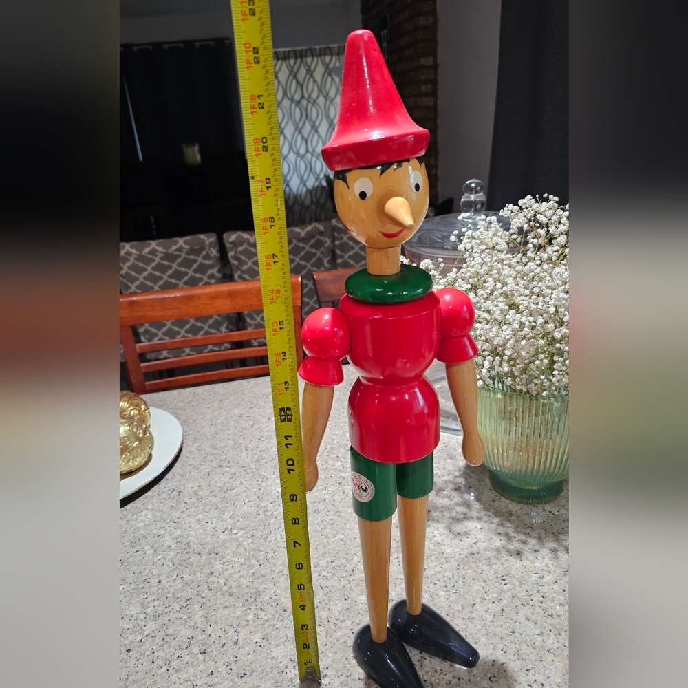 RARE Amazing Italian Wooden Classic Pinocchio Toy By GIOCATTOLI BREVETTATI - Picture 5 of 9